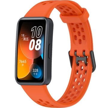 GS Silikonski pašček za Huawei Band 8 / Huawei Band 9 / Huawei Band 10, z luknjami, oranžen