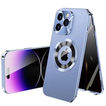 GS Ovitek za iPhone 14 Pro Max, dvojno steklo, Magsafe, moder