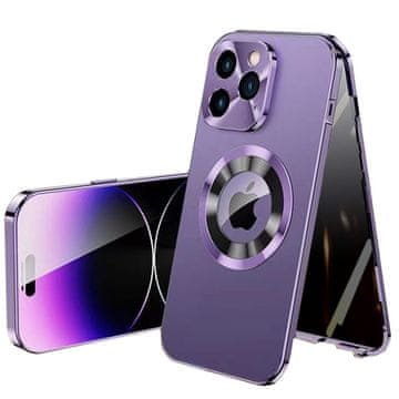 GS Ovitek za iPhone 14 Pro, dvojno steklo, Magsafe, vijoličen