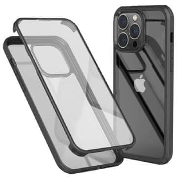 GS Ovitek s kaljenim steklom in TPU okvirjem za iPhone 14 Pro Max, črn