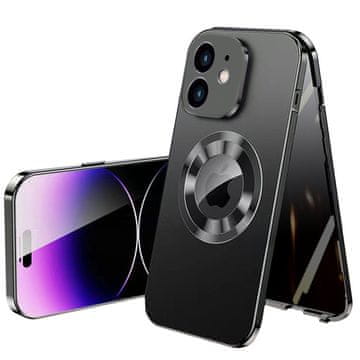 GS Ovitek za iPhone 12, dvojno steklo, Magsafe, črn