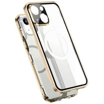 Overboard Magnetni ovitek MagSafe z dvojnim steklom za iPhone 13, zlat