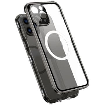 Overboard Magnetni ovitek MagSafe z dvojnim steklom za iPhone 13 Pro, črn