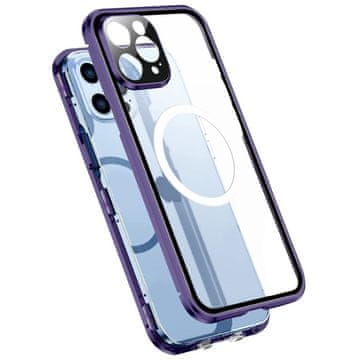 Overboard Magnetni ovitek MagSafe z dvojnim steklom za iPhone 14 Pro Max, vijoličen