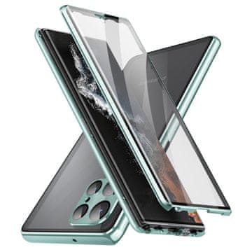 GS Ovitek za Samsung Galaxy S21 Ultra, dvojno magnetno steklo, zelen