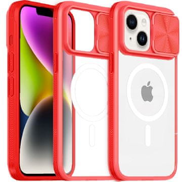 Overboard Ovitek za iPhone 15 Plus, drsna kamera MagSafe, rdeča