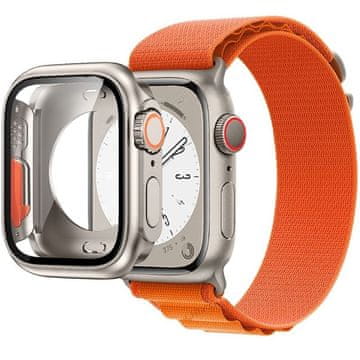 GS Komplet 2 v 1 iz najlonskega paščka in etuija za Apple Watch 4/5/6/SE 44 mm, oranžen