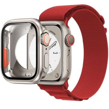 GS Komplet 2 v 1 iz najlonskega paščka in etuija za Apple Watch 4/5/6/SE 44 mm, rdeč