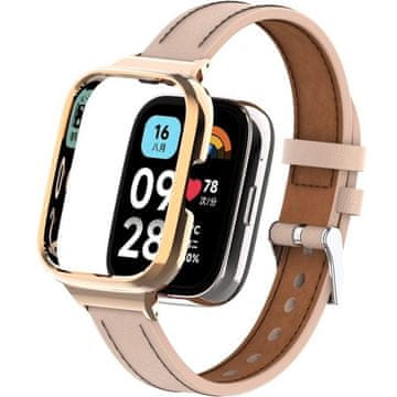 GS Usnjen pašček za Xiaomi Redmi Watch 3 Active, roza