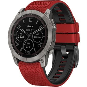 GS Silikonski pašček Quickfit za Garmin 22 mm, rdeč / črn