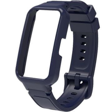 GS Silikonski pašček + ovitek za Huawei Band 8 / Huawei Band 9 / Huawei Band 10, temno moder
