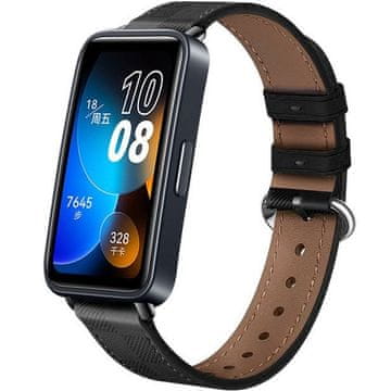 GS Usnjen pašček za Huawei Band 10 / 9 / 8, karirasta tekstura, črna
