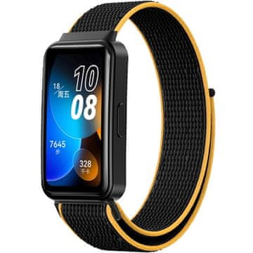 GS Najlonski pašček za Huawei Band 8 / Huawei Band 9 / Huawei Band 10, črn / oranžen
