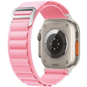 GS Najlonski pašček za Apple Watch 1/2/3/4/5/6/7/8/9/10/11/SE Ultra 1/2/3 42/44/45/46/49 mm, roza