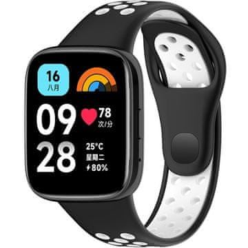 GS Silikonski pašček za Xiaomi Redmi Watch 3 Active, črne/bele barve