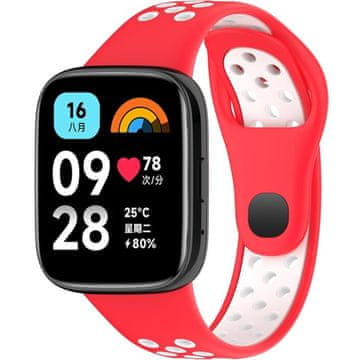 GS Silikonski pašček za Xiaomi Redmi Watch 3 Active, rdeč / bel