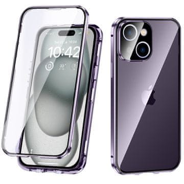 Overboard Ovitek za iPhone 15, dvojno magnetno steklo, vijoličen