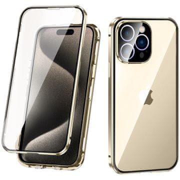 Overboard Ovitek za iPhone 15 Pro Max, dvojno magnetno steklo, zlat