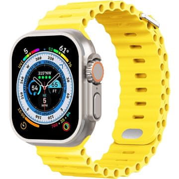 GS Silikonski pašček za Apple Watch 1/2/3/4/5/6/7/8/9/10/11/SE Ultra 1/2/3 42/44/45/46/49 mm, rumen