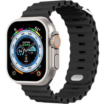 GS Silikonski pašček za Apple Watch 1/2/3/4/5/6/7/8/9/10/11/SE Ultra 1/2/3 42/44/45/46/49 mm, črne barve