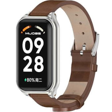GS Usnjen pašček za Xiaomi Redmi Smart Band 2 / Xiaomi Smart Mi Band 8 Active, rjav