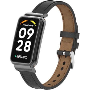 GS Usnjen pašček za Xiaomi Redmi Smart Band 2 / Xiaomi Smart Mi Band 8 Active, črne barve