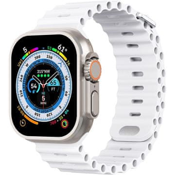 GS Silikonski pašček za Apple Watch 1/2/3/4/5/6/7/8/9/10/11/SE Ultra 1/2/3 42/44/45/46/49 mm, bel