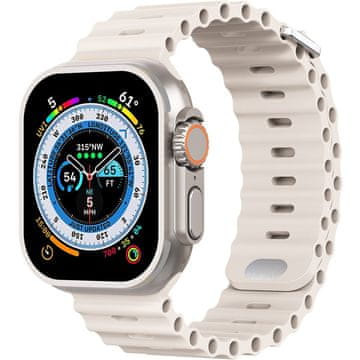 GS Silikonski pašček za Apple Watch 1/2/3/4/5/6/7/8/9/10/11/SE Ultra 1/2/3 42/44/45/46/49 mm, bež
