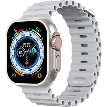 GS Silikonski pašček za Apple Watch 1/2/3/4/5/6/7/8/9/10/11/SE Ultra 1/2/3 42/44/45/46/49 mm, siv