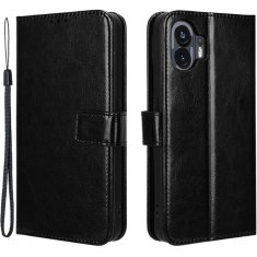 GS Ovitek denarnica Crazy Horse za Nothing Phone 2, črn