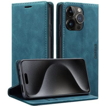 Overboard Vintage denarnica za iPhone 15 Pro Max z zavihkom, modra
