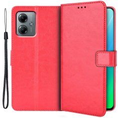 GS Ovitek denarnica Crazy Horse za Motorola Moto G14, rdeč