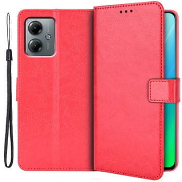 GS Ovitek denarnica Crazy Horse za Motorola Moto G14, rdeč