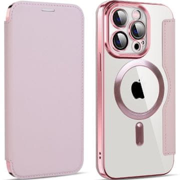 Overboard Ovitek za iPhone 14 Pro, RFID denarnica MagSafe z zaščito kamere, roza