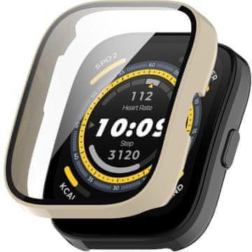 GS Ovitek 2 v 1 + kaljeno steklo za Amazfit Bip 5, bež