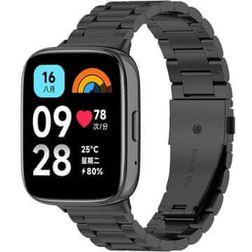 GS Jeklena zapestnica za Xiaomi Redmi Watch 3 Active, črna