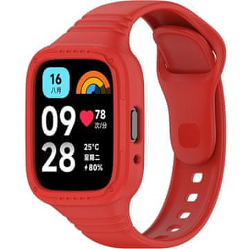 GS Silikonski pašček z etuijem za Xiaomi Redmi Watch 3 Active, rdeč