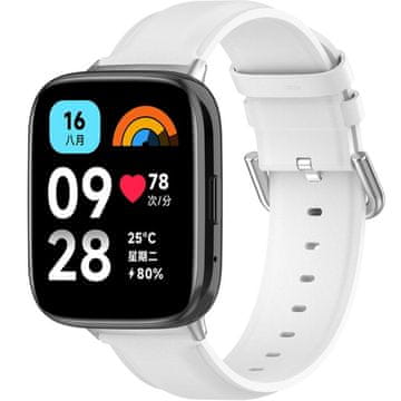 GS Usnjen pašček za Xiaomi Redmi Watch 3 Active, bel