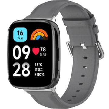 GS Usnjen pašček za Xiaomi Redmi Watch 3 Active, siv