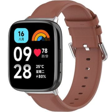 GS Usnjen pašček za Xiaomi Redmi Watch 3 Active, rjav