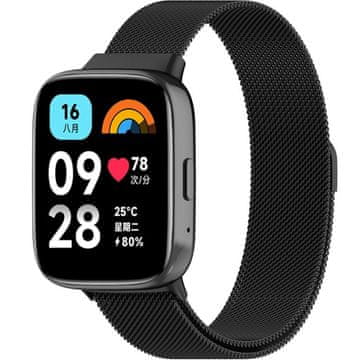 GS Milanski pašček za uro Xiaomi Redmi Watch 3 Active, črne barve