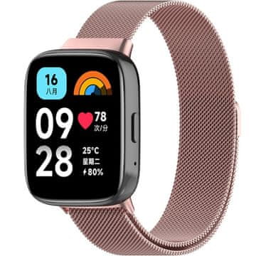 GS Milanski pašček za uro Xiaomi Redmi Watch 3 Active, roza