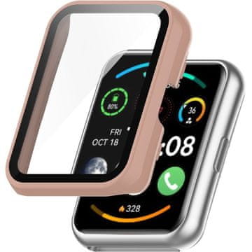 GS Ovitek 2 v 1 + kaljeno steklo za Huawei Watch Fit/Fit SE, roza
