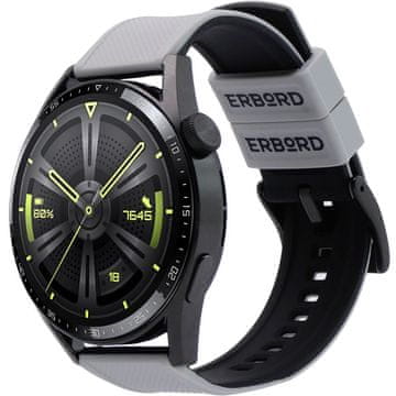 Overboard Univerzalni silikonski pašček 22 mm, dvobarven, siv/črn/črna zaponka