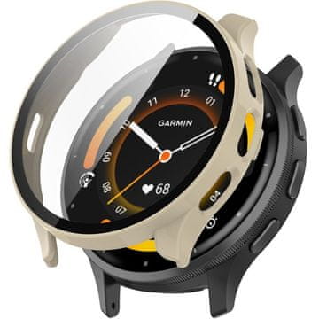 GS Ovitek 2 v 1 + kaljeno steklo za Garmin Venu 3, bež
