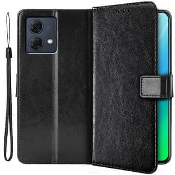 GS Ovitek za Motorola Moto G84 5G, denarnica Crazy Horse, črna