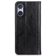 GS Ovitek za Sony Xperia 5 V, denarnica iz usnja Litchi, črna
