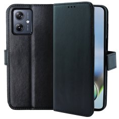GS Ovitek denarnica Crazy Horse za Motorola Moto G54 5G, črn
