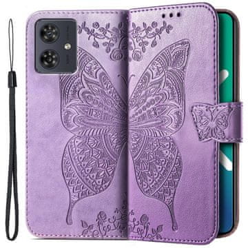 GS Ovitek za Motorola Moto G54 5G, metulj, vijoličen
