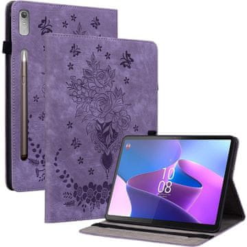 GS Ovitek za Lenovo Tab P12, vrtnica in metulji, vijoličen
